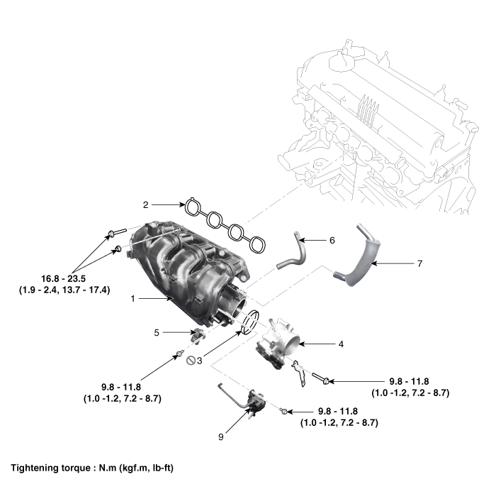 Hyundai Venue. Intake Manifold. Components and components location