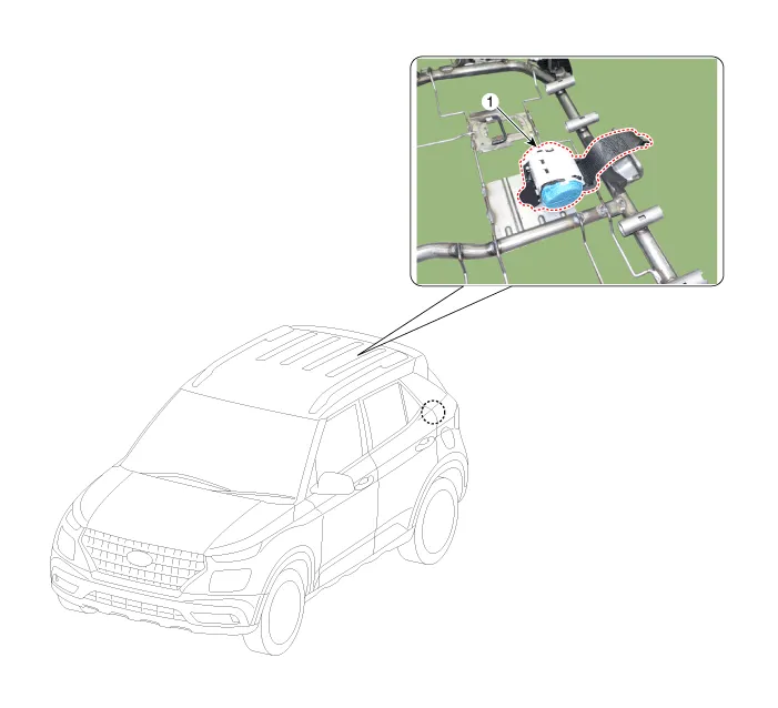 Hyundai Venue. Rear Center Seat Belt Retractor. Components and components location