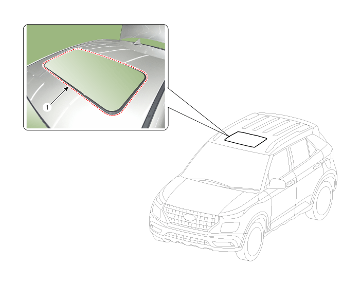 Hyundai Venue. Sunroof Glass. Components and components location